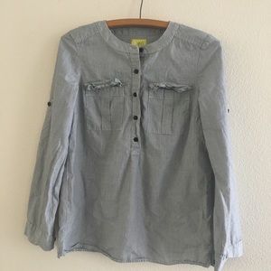 QMack Long Sleeve Black & White Striped Blouse